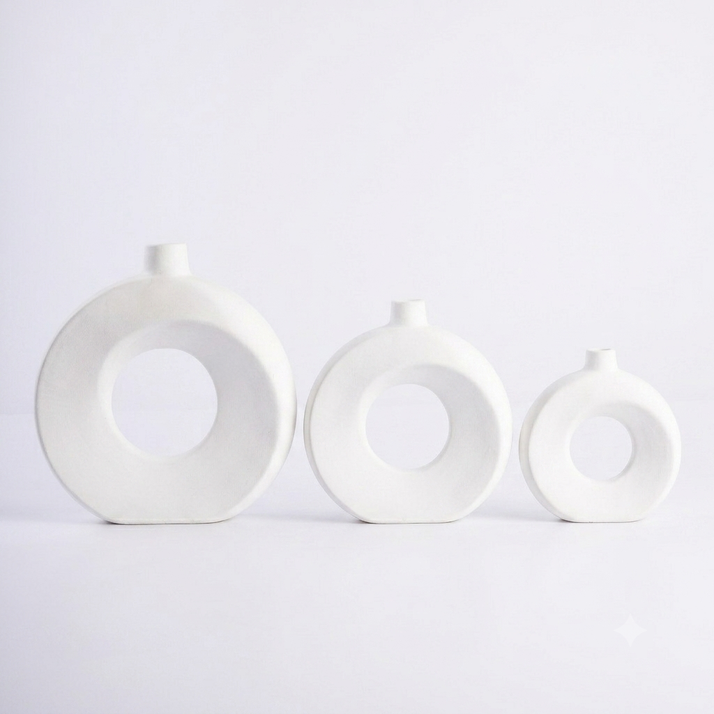 Pure Ceramic Donut White Vase