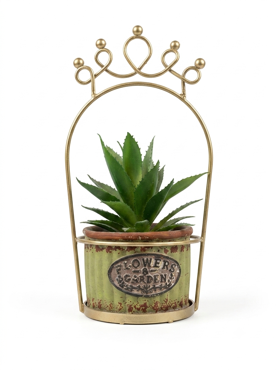 Vintage Crown Metal Planter