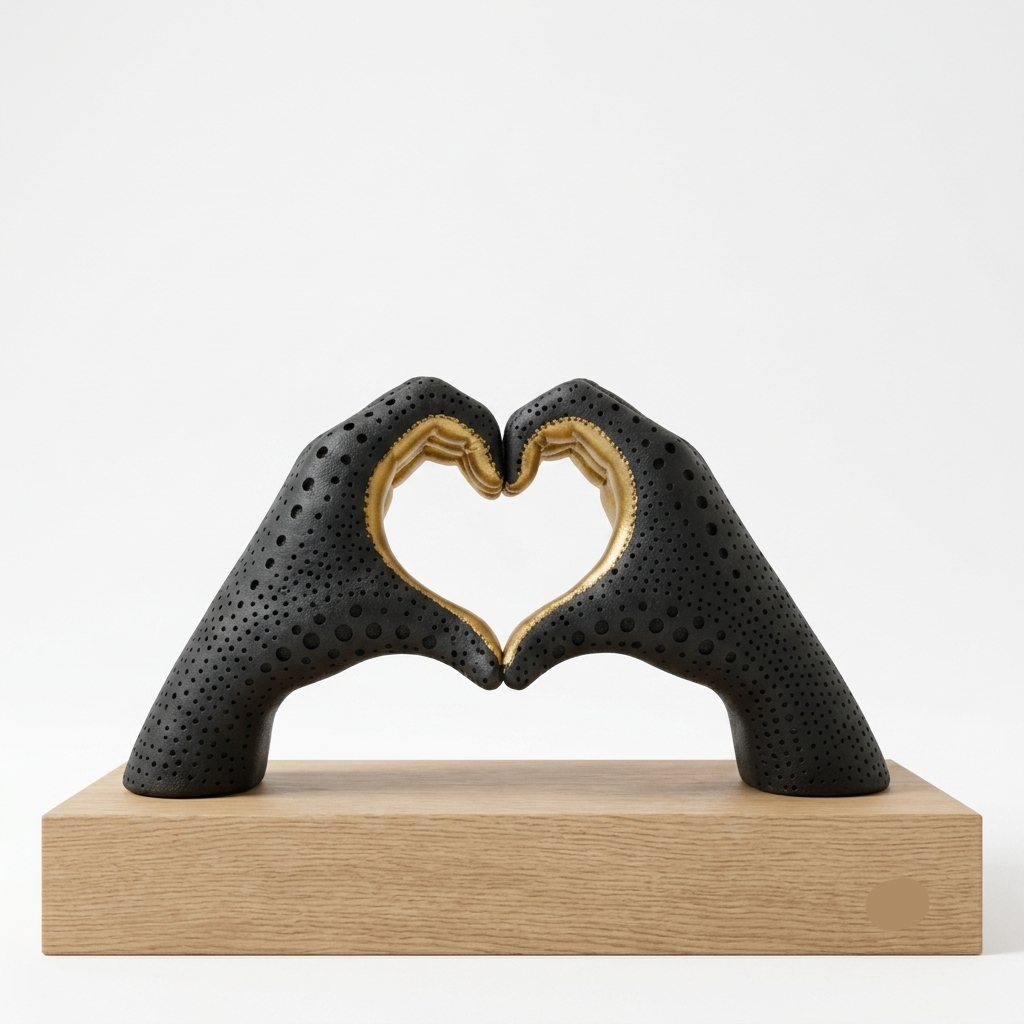 Black & Gold Heart Hand Sculpture