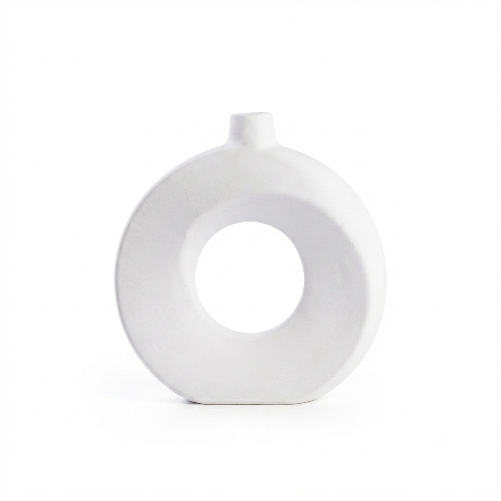 Pure Ceramic Donut White Vase