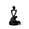 Abstract Sitting Man poly-resin Sculpture Modern Black